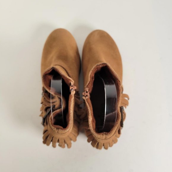 Minnetonka Suede Tan Double Fringe Bootie RANCHO Women Size 7 - Picture 9 of 14